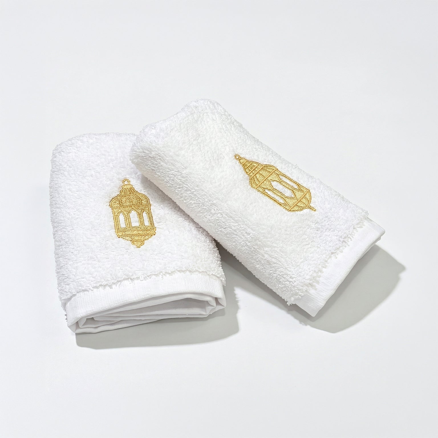 Guest Cotton Towels - Embroidered  - White 600GSM - Set of 2