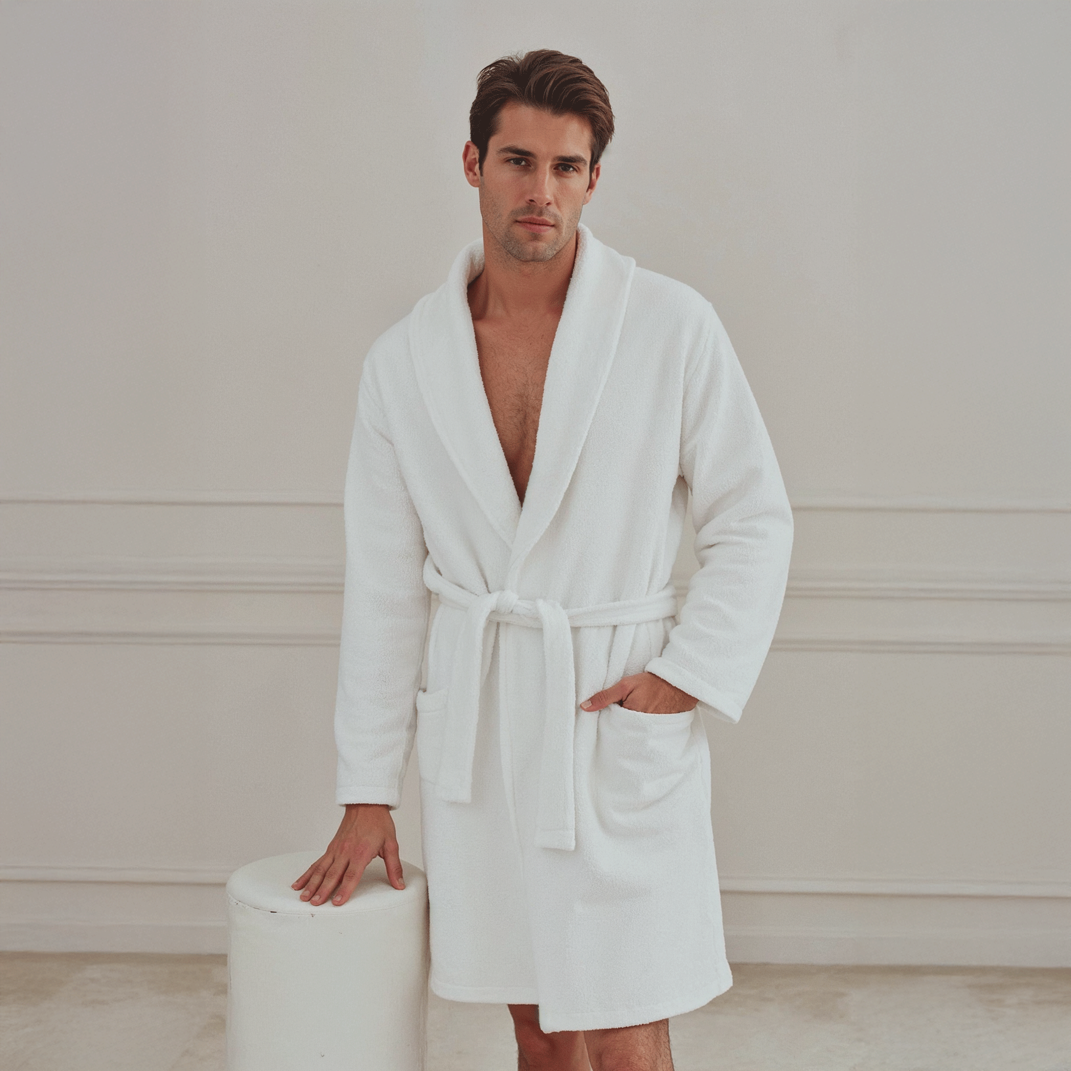 Hotel Cotton Bathrobe- White 1350gm