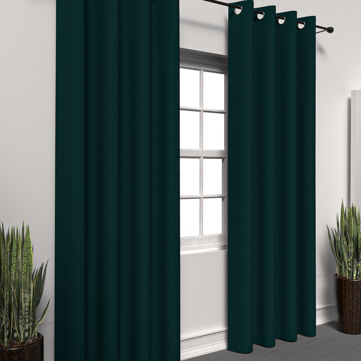 Plain Dark Green Curtain