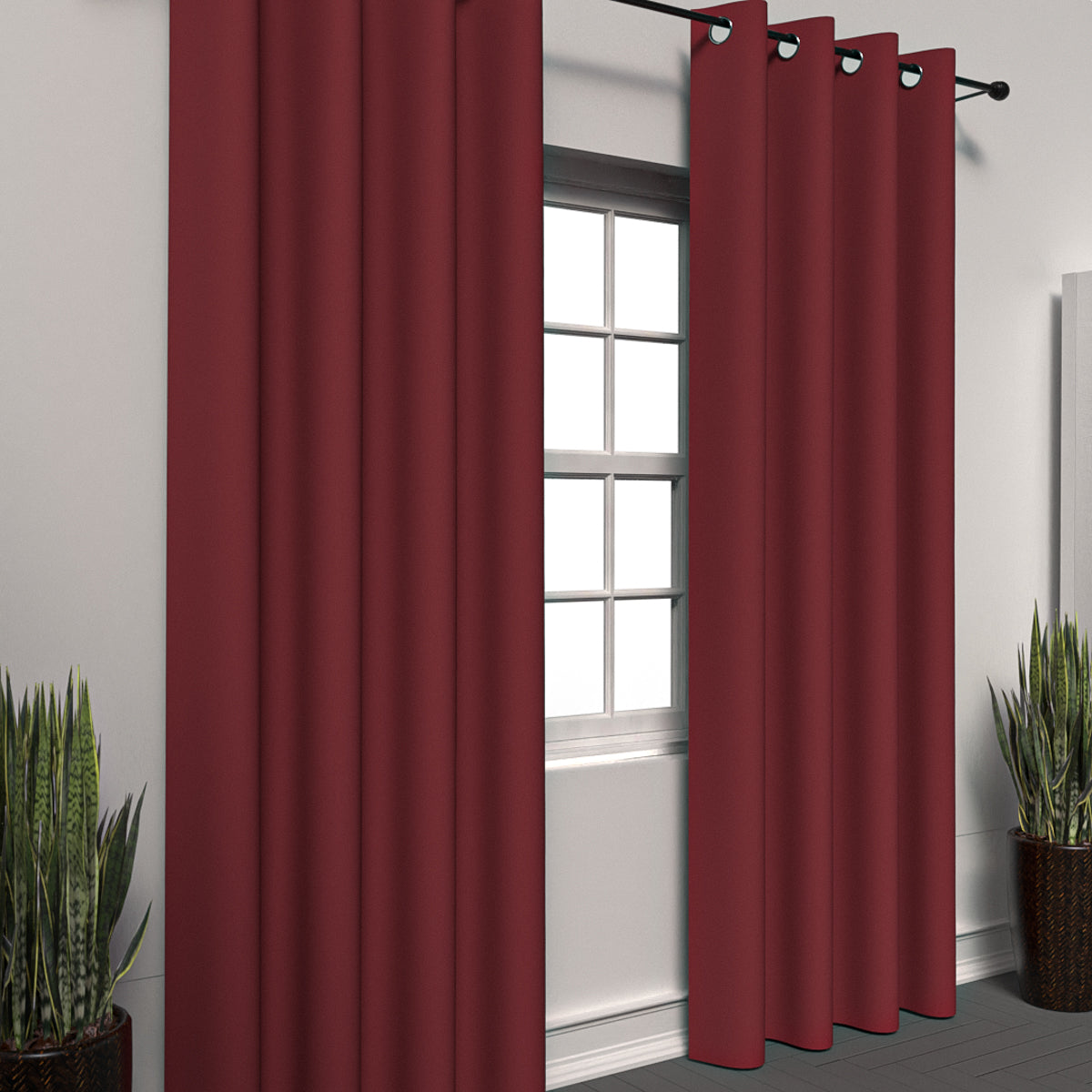 Plain Dark Red Curtain