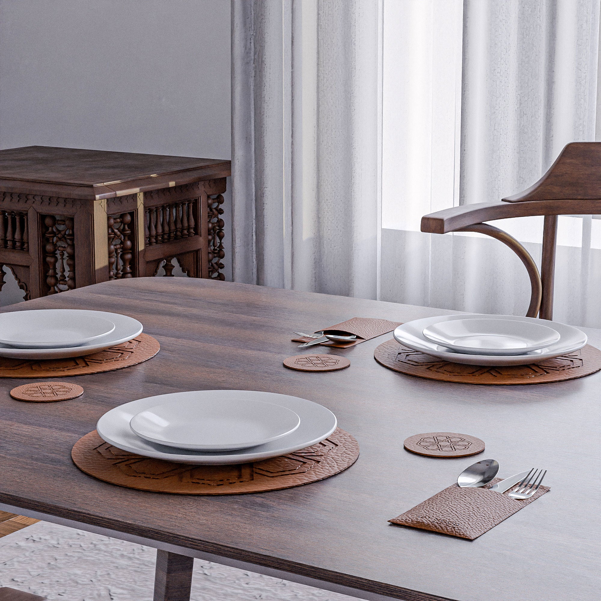 Sets de table et porte-couvercles en cuir - Havan