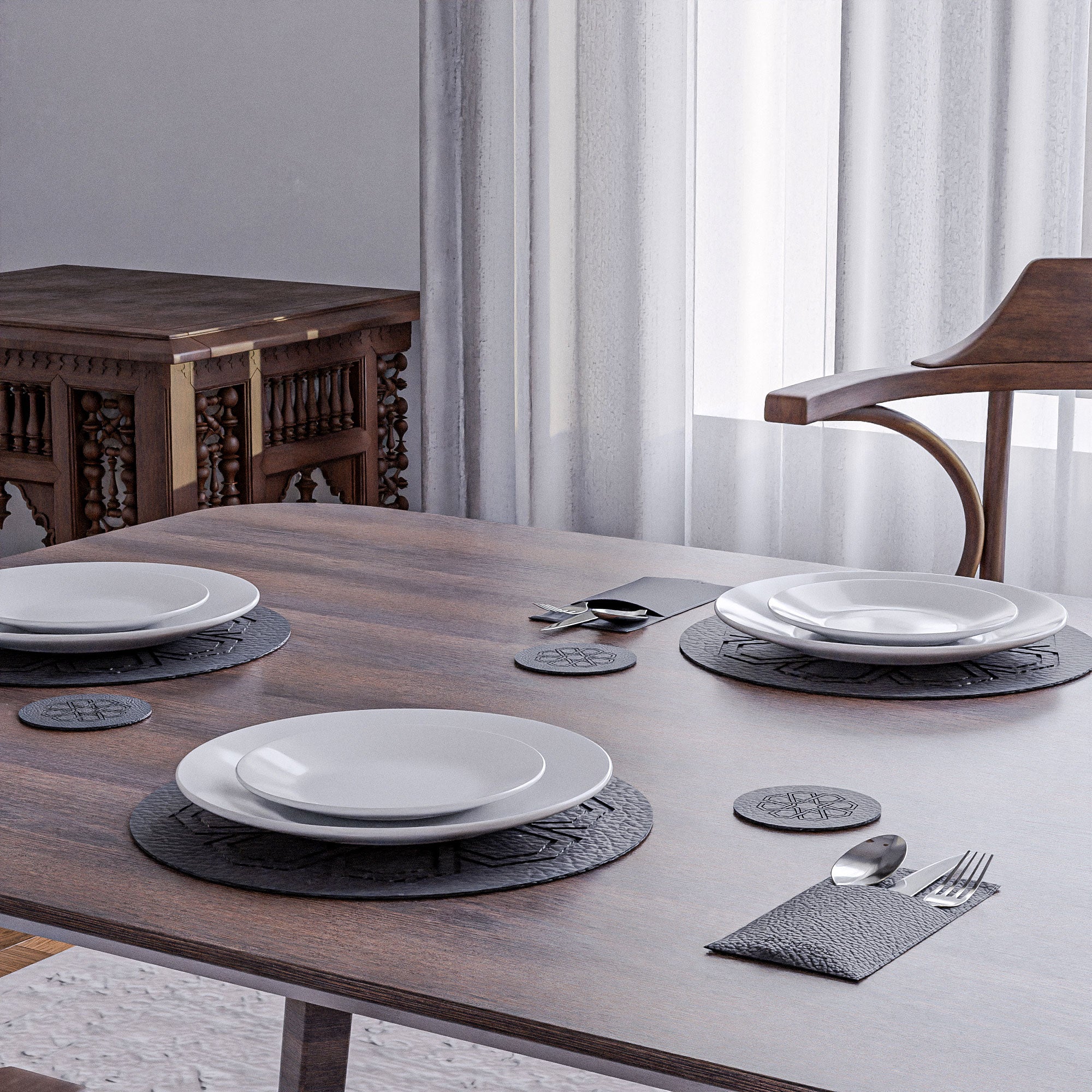 Sets de table et porte-couvercles en cuir - Havan