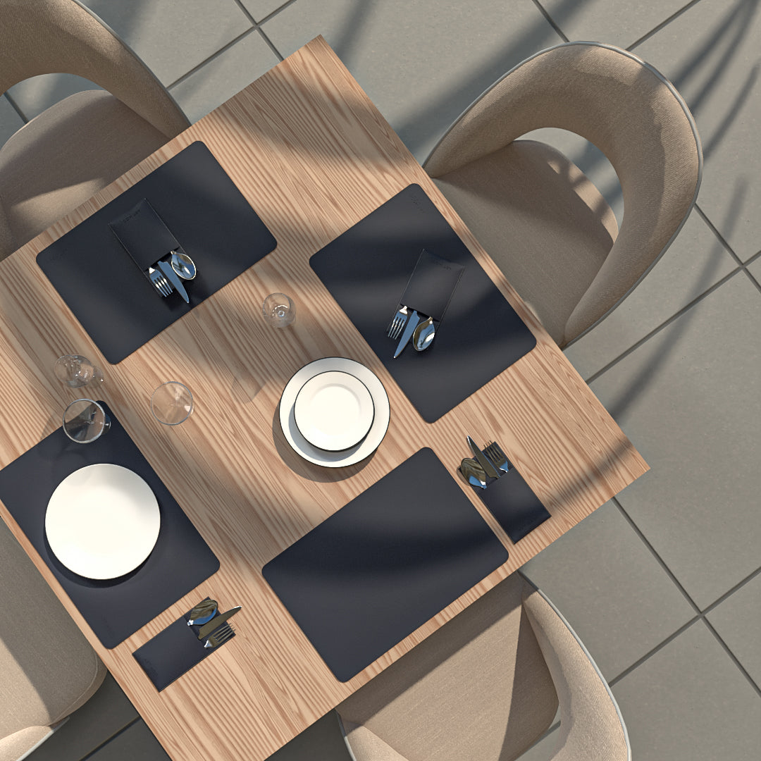Sets de Table et Support de Couverture en Cuir - Bleu Foncé