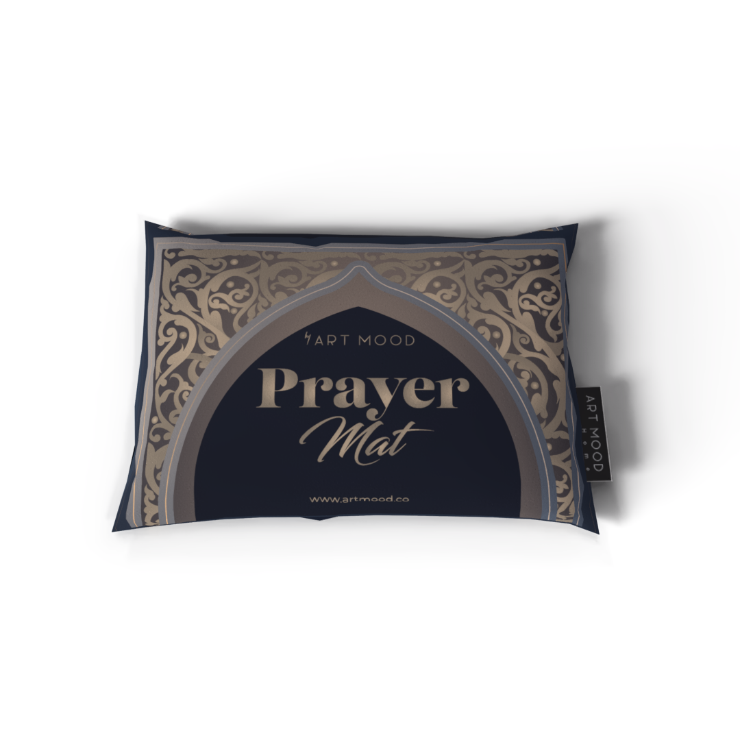 Prayer Mat AL-Hedaya Dark Blue & Beige - Velvet