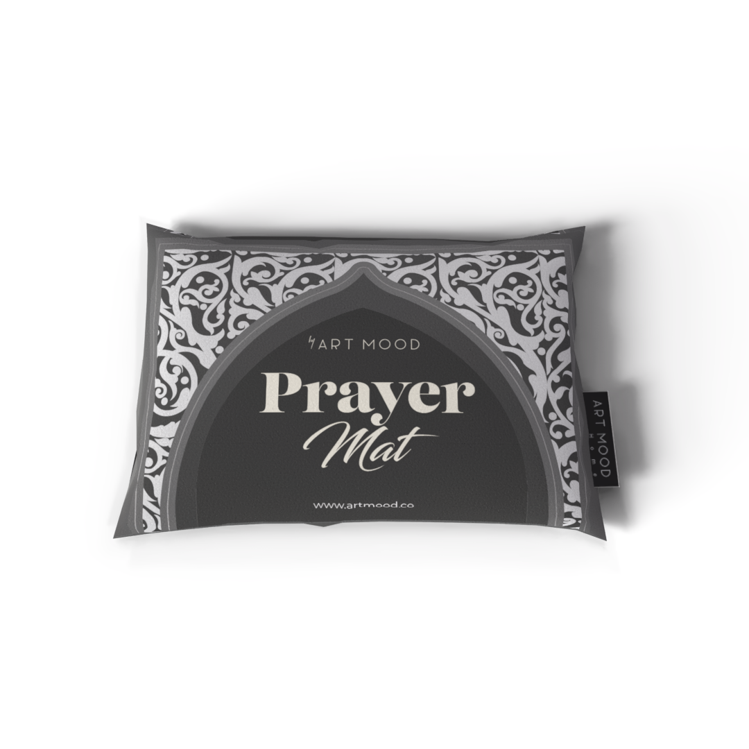 Prayer Mat AL-Hedaya Grey & White - Velvet
