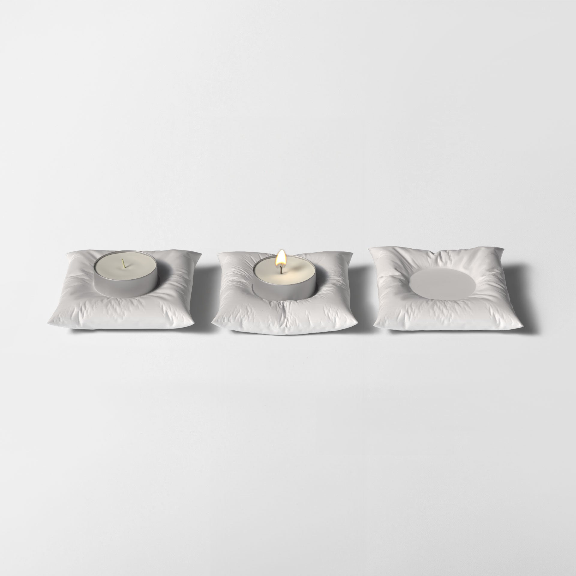 Handmade Cement Pillow Shape Candle Holder - Set of 3