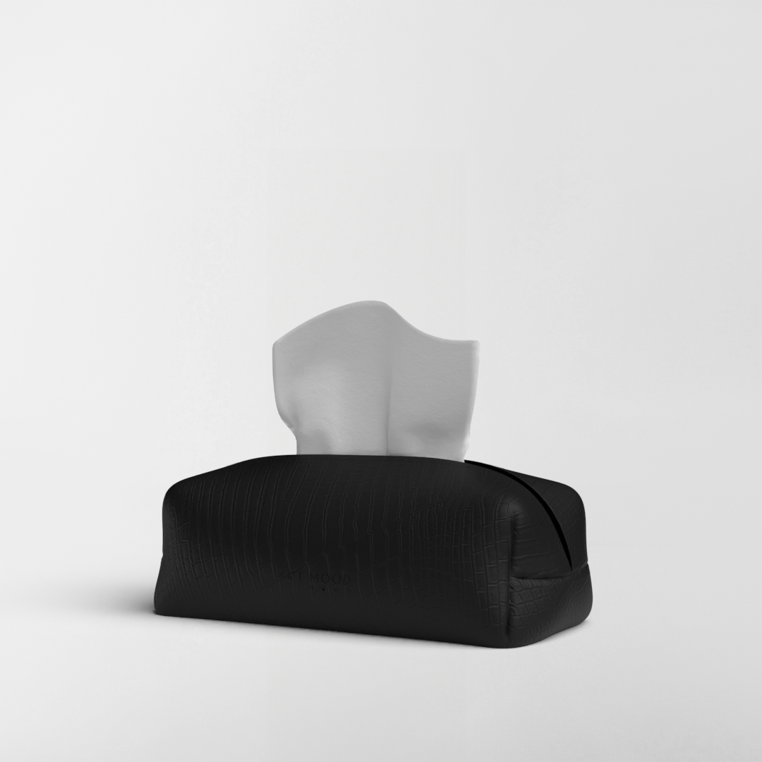 Tissue Box - Black 2 Leather