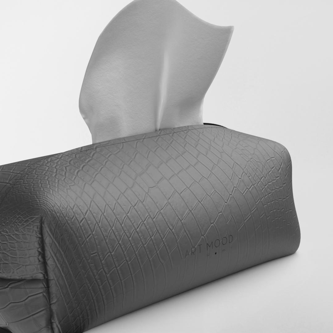Tissue Box - Grey 2 Leather