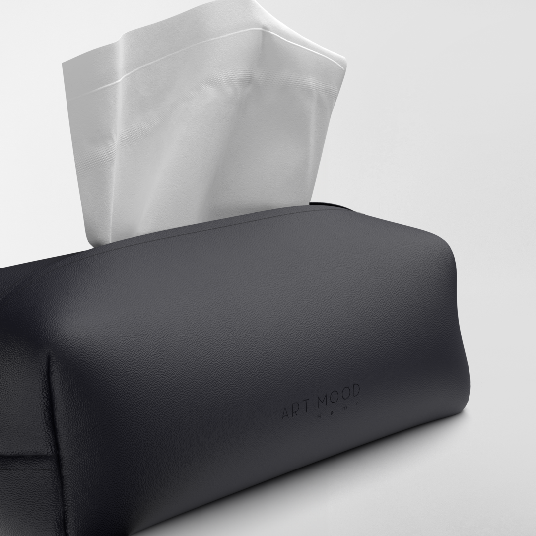Tissue Box - Dark Blue Leather