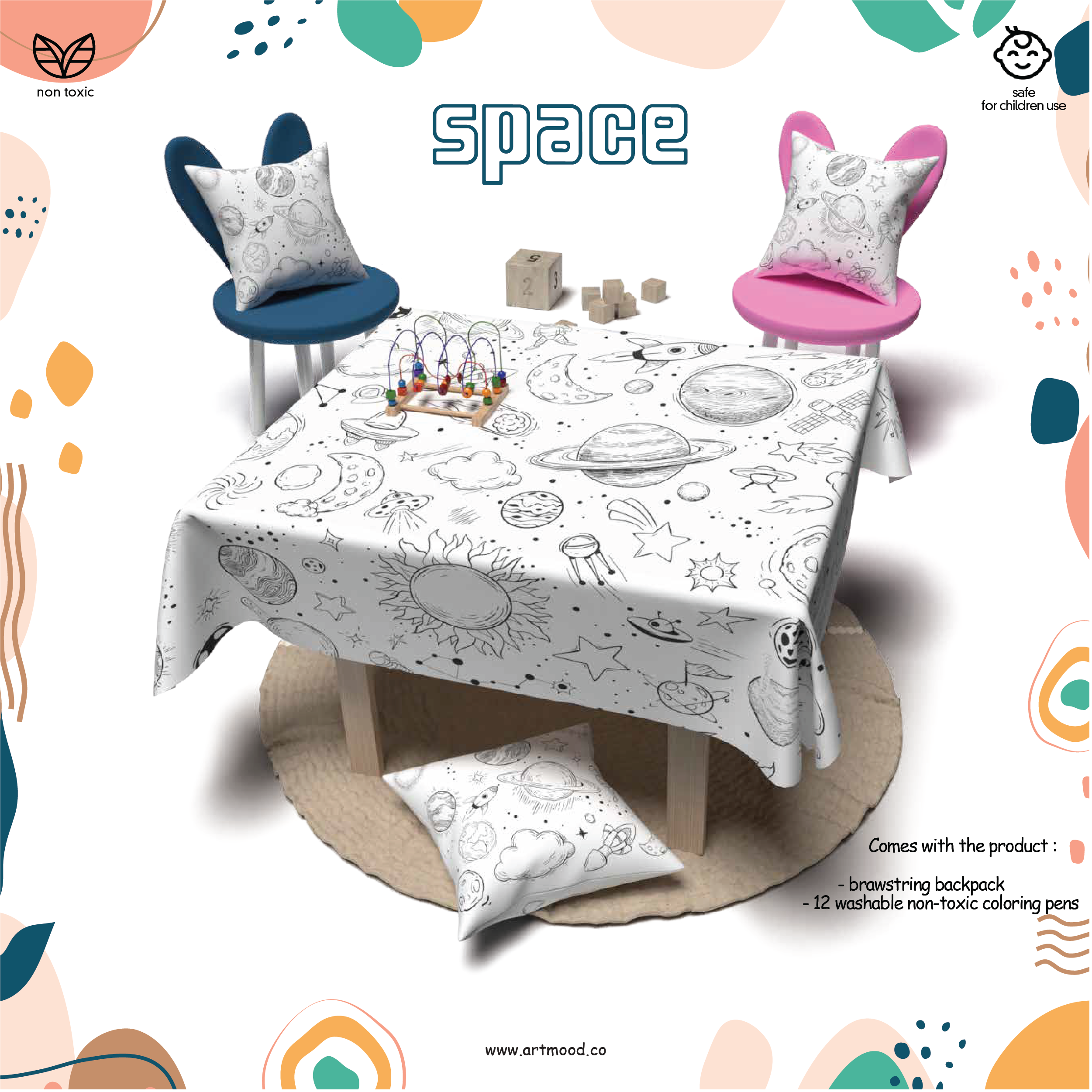 Coloring Tablecloth - Space Design