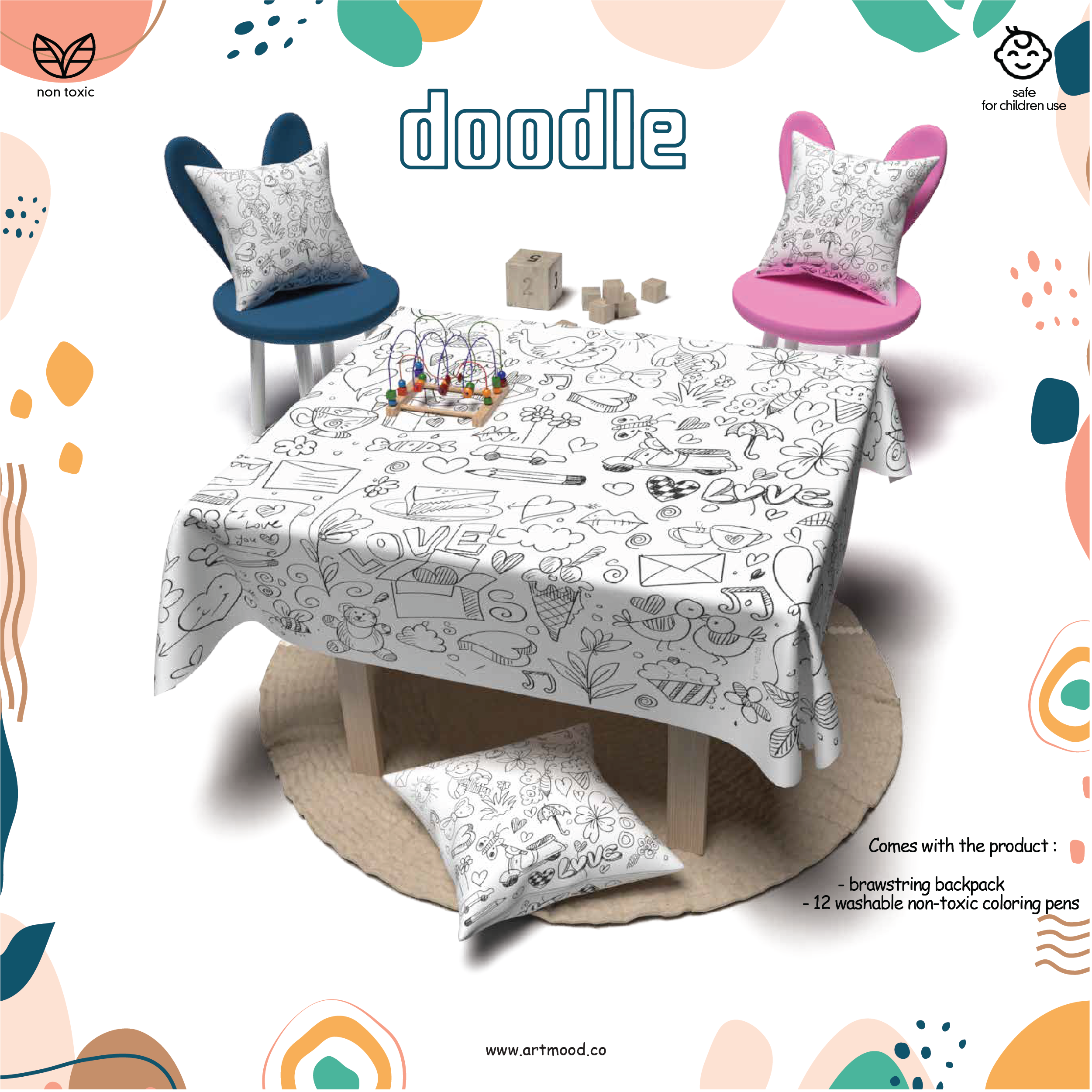 Coloring Tablecloth - Doddle Design