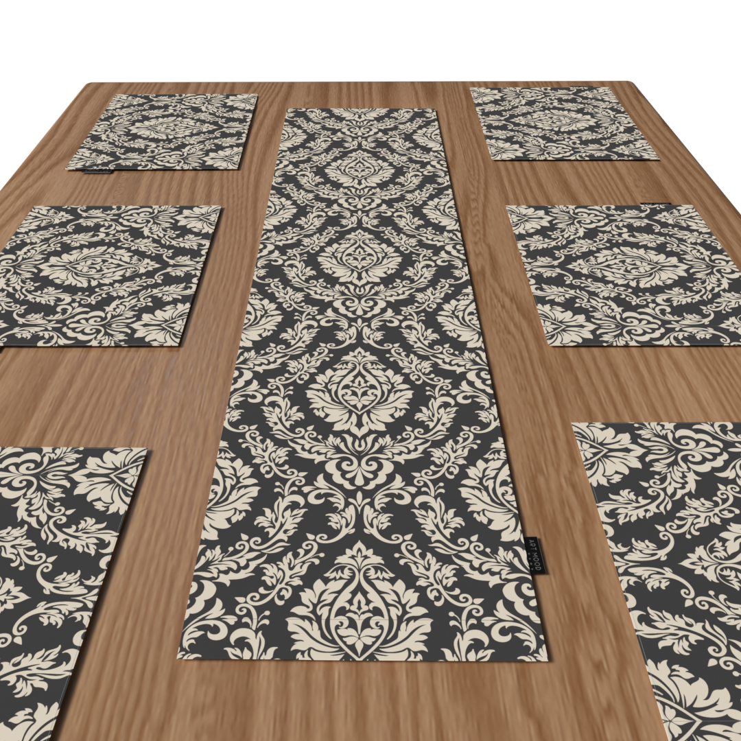 Sophia Grey Placemats & Runner Set