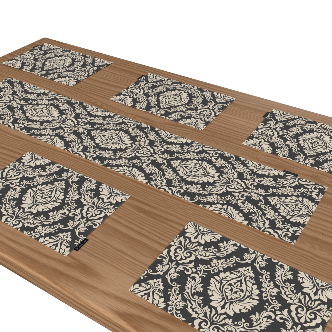 Sophia Grey Placemats & Runner Set
