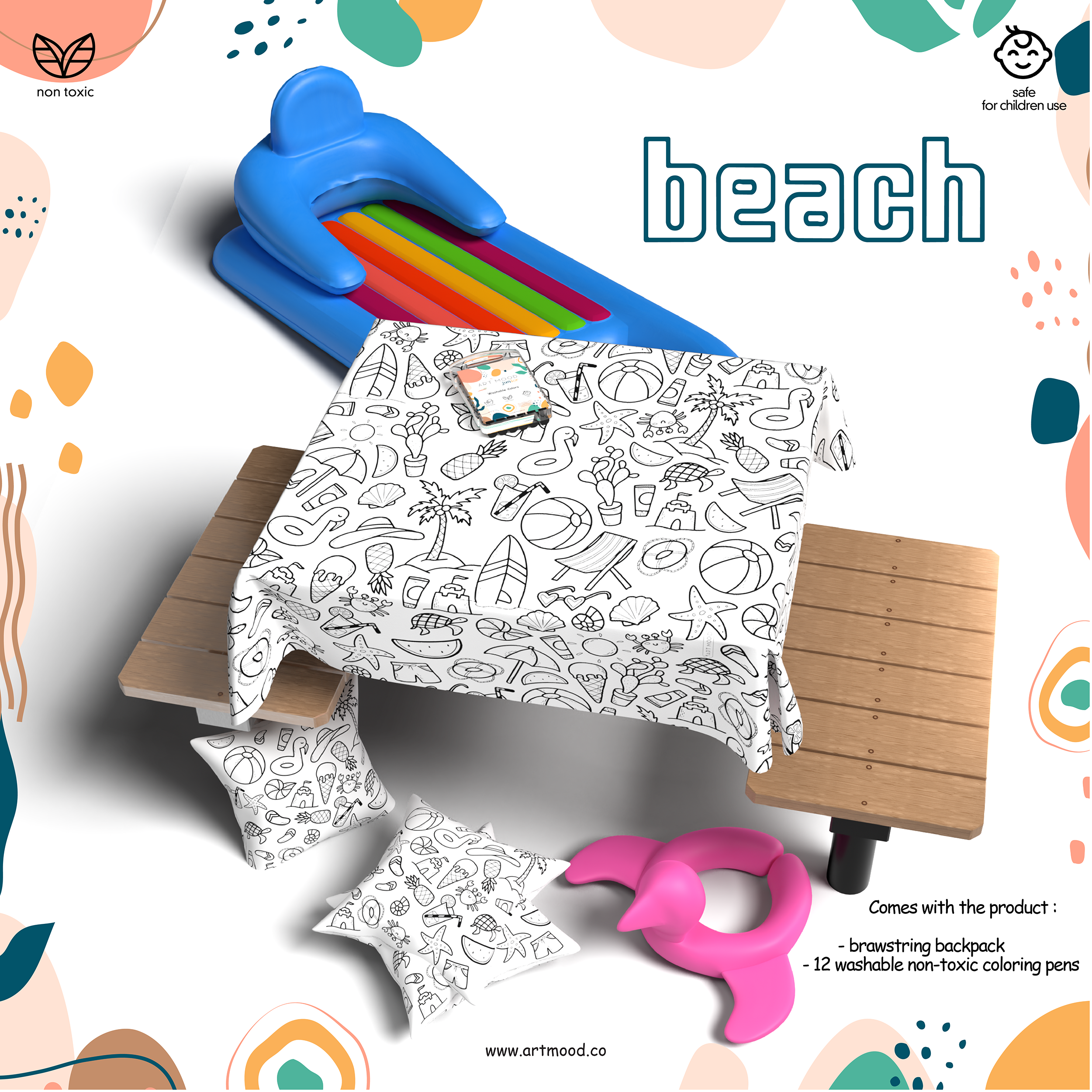 Coloring Tablecloth - Beach Design