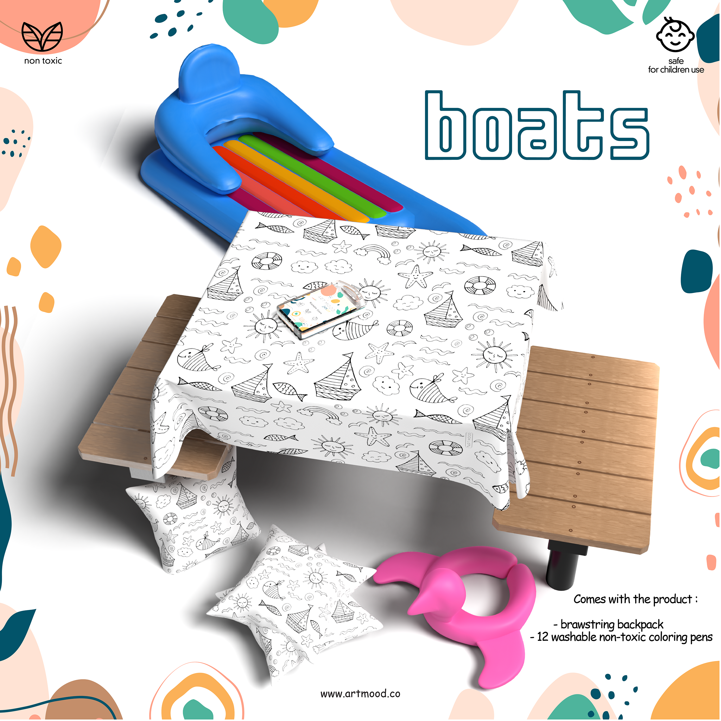 Coloring Tablecloth - Boats Design