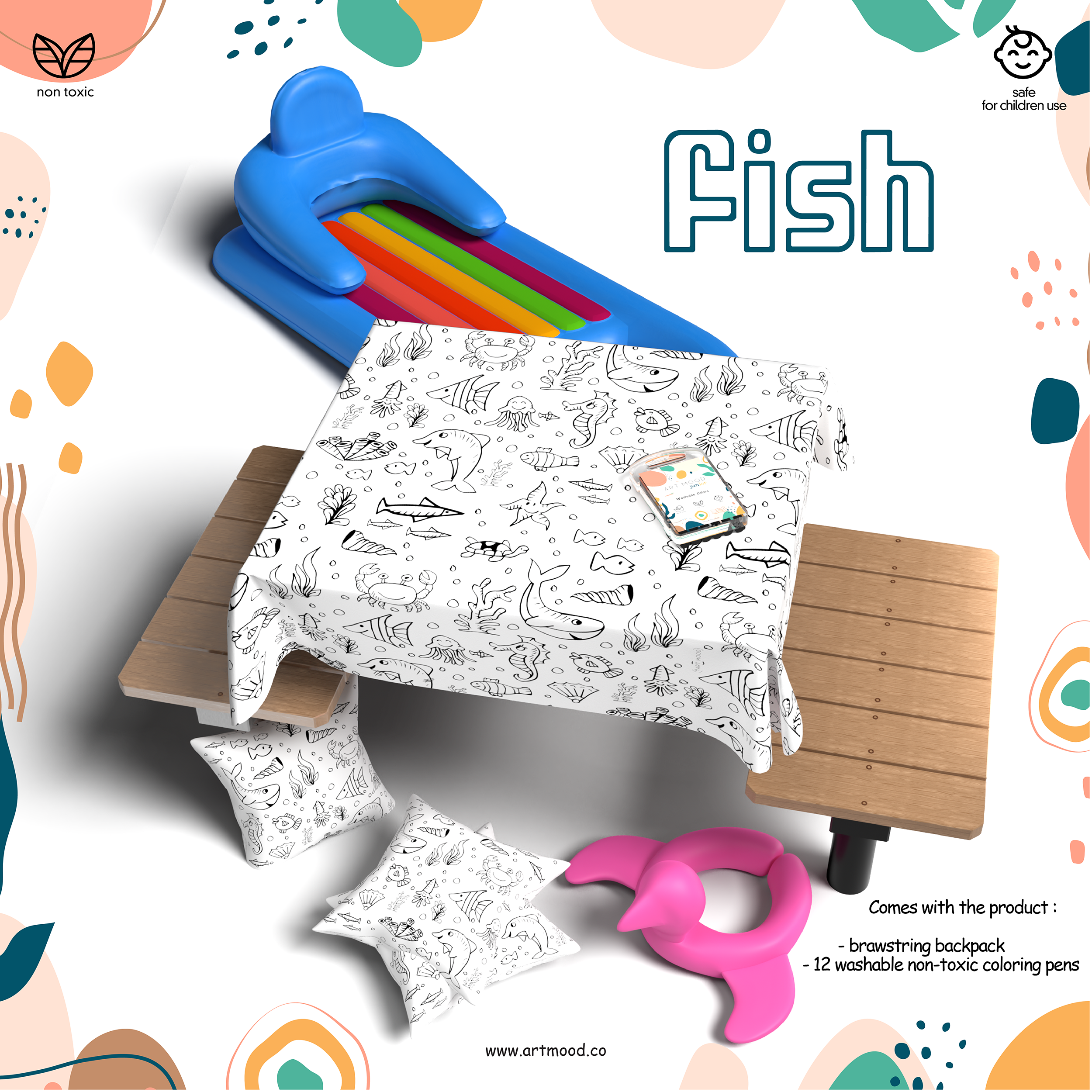 Coloring Tablecloth - Fish Design