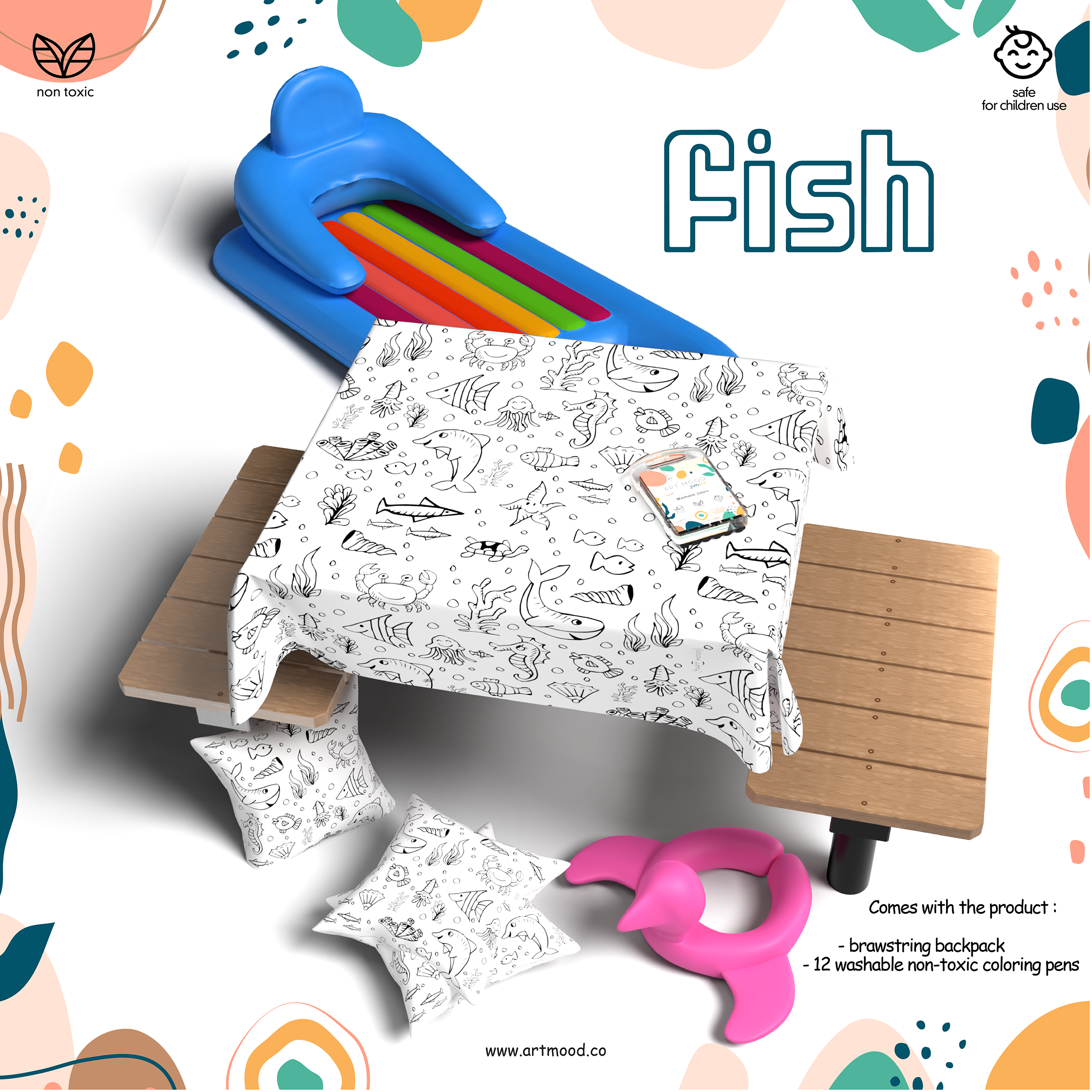 Nappe à Colorier - Motif Poissons