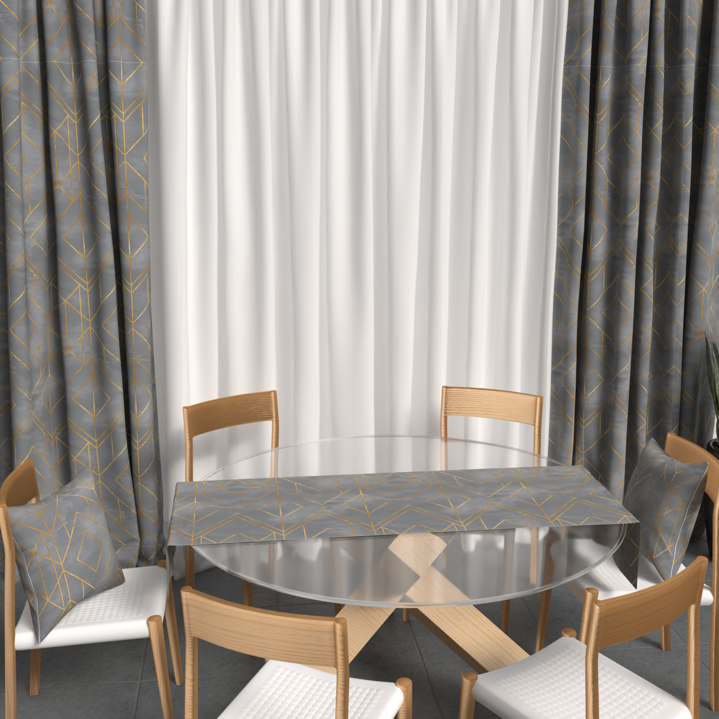 Ensemble complet gris doré
