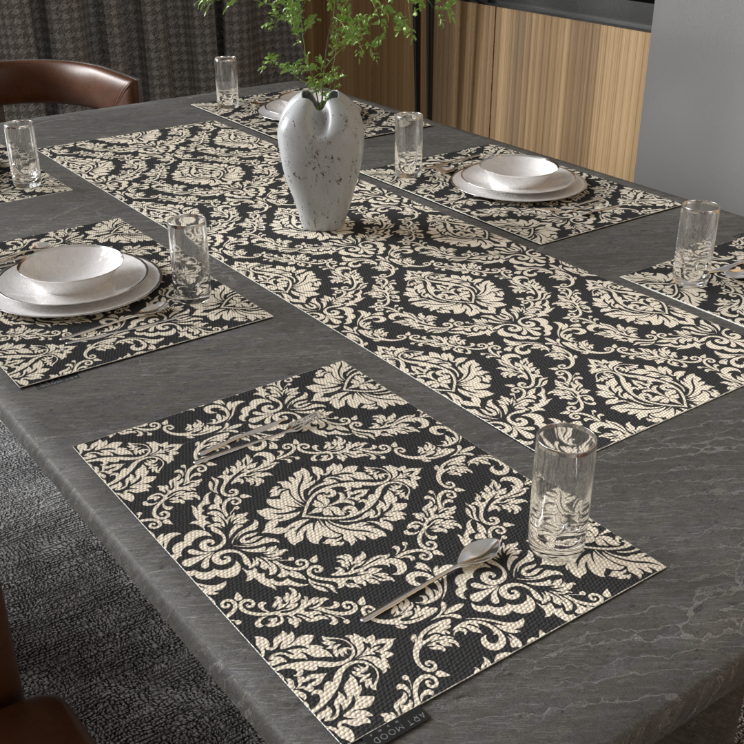 Sophia Grey Placemats & Runner Set