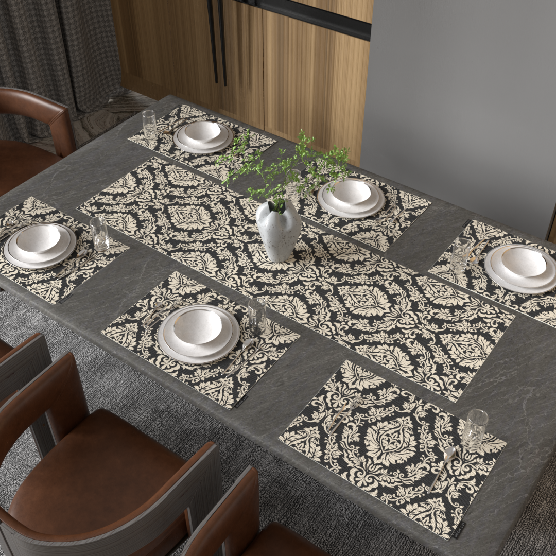 Sophia Grey Placemats & Runner Set