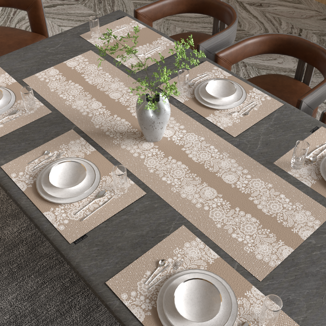Ensemble de sets de table et chemin de table en ardoise