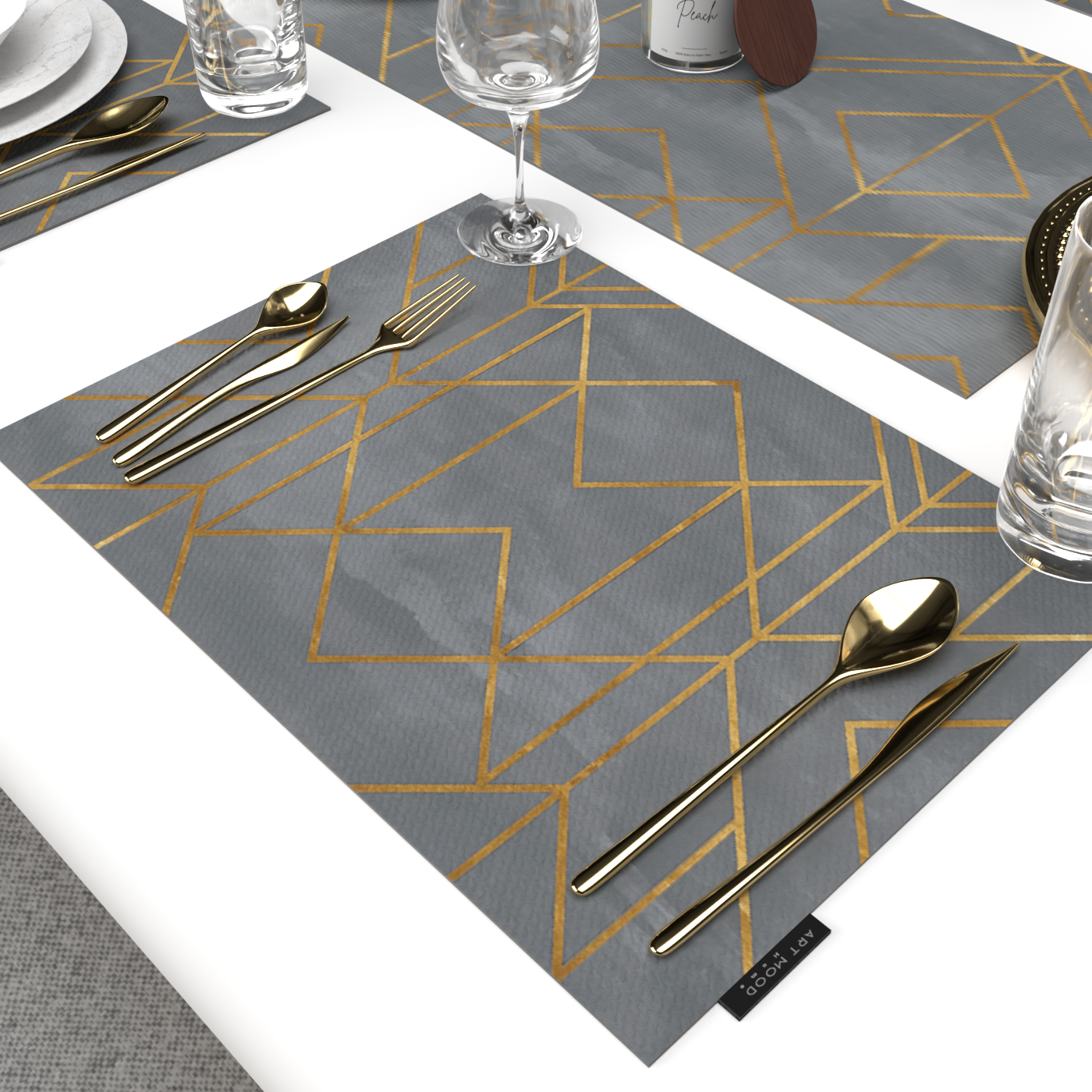 Ensemble de sets de table et chemin de table Golds Grey