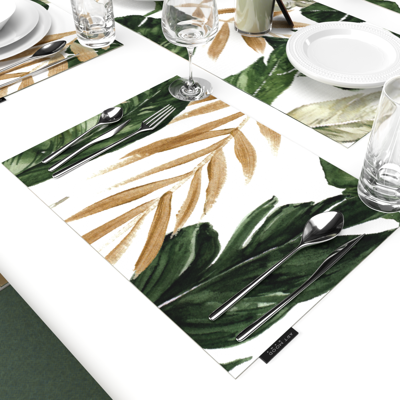 Ensemble de sets de table et chemin de table Richy Leaf