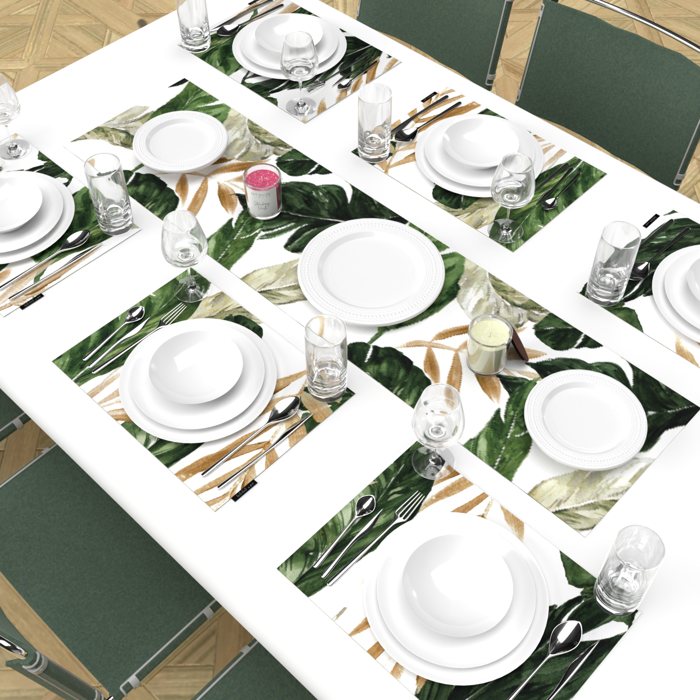 Ensemble de sets de table et chemin de table Richy Leaf